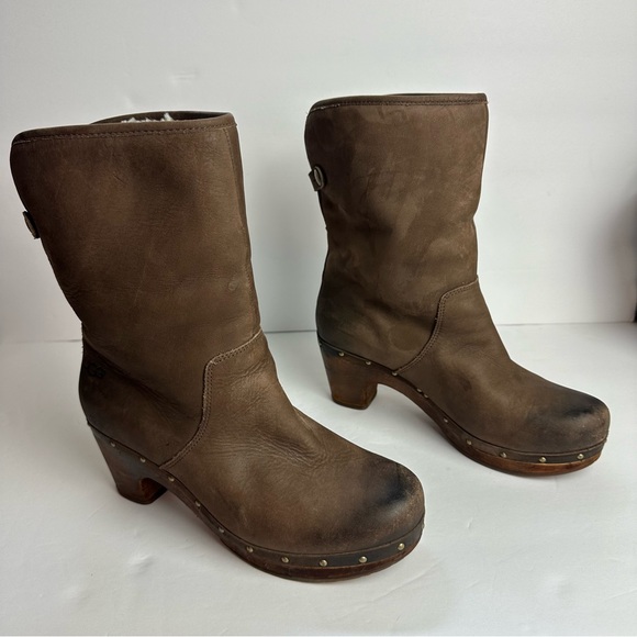 Ugg Lynnea Heeled Winter Boots Women’s Size 8 EU 39 Brown Fold Over Block Heel - Picture 1 of 12